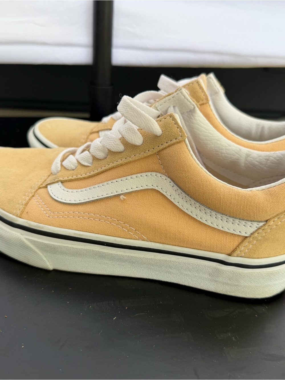 Low-Top Canvas Sneakers in Beige/Yellow with White Accents - Picture 4 of 4